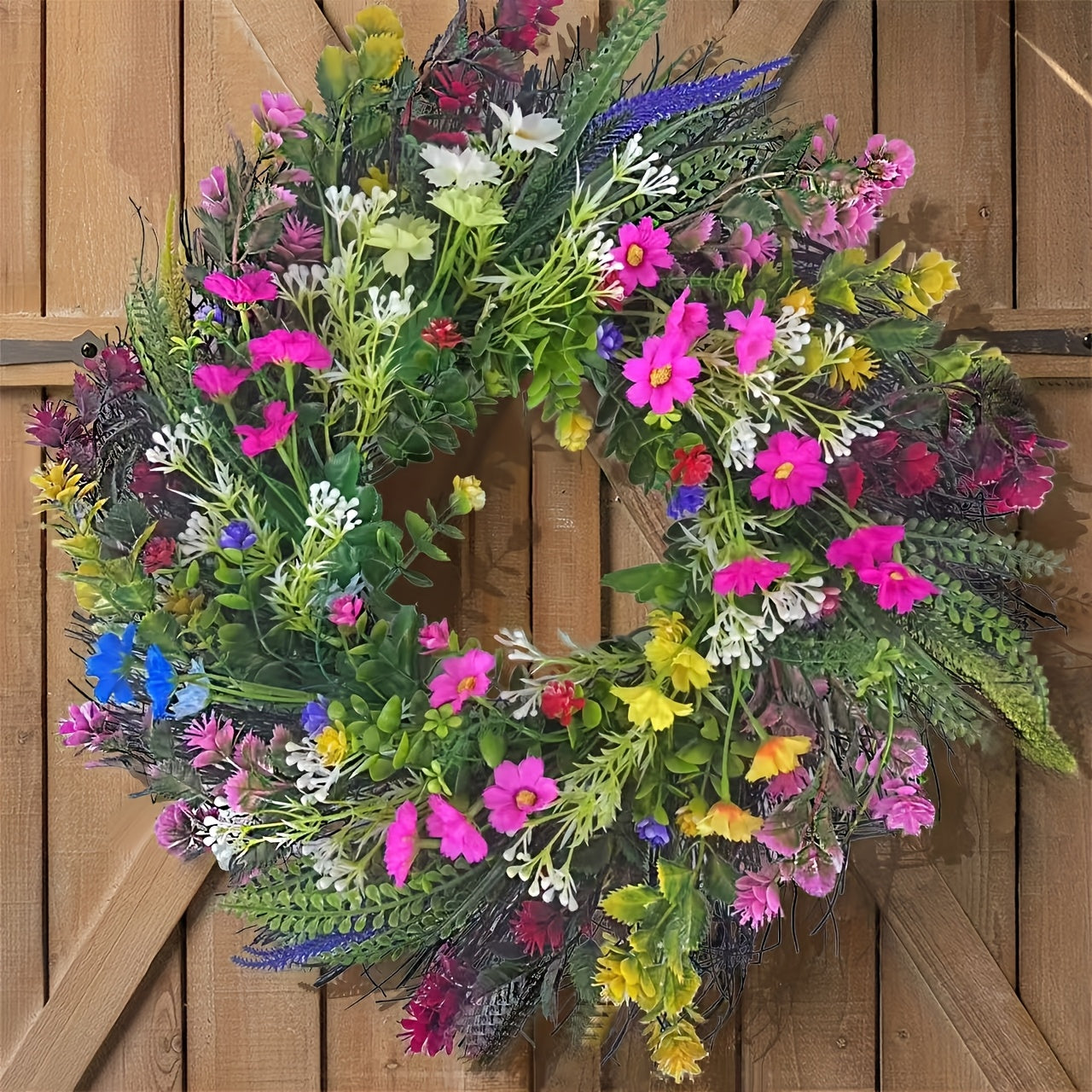 Spring Welcome Wreath, Colorful, Hanging On The Front Door, Greet Every Visiting Guests, Let Them Feel The Breath Of Spring In The Moment They Step Into The Door Spring Welcome Wreath, Colorful, Hanging On The Front Door, Greet Every Visiting Guests, Let Them Feel The Breath Of Spring In The Moment They Step Into The Door